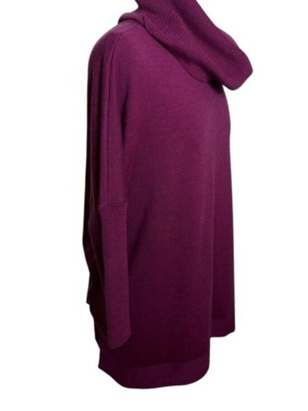Eileen Fisher Italian Merino Wool Sweater Size S Plum Cowl Neck Tunic Knit - Picture 3 of 8